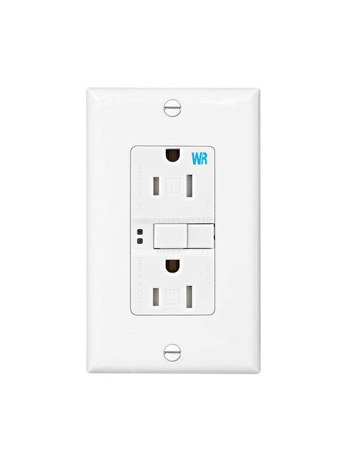 Product image for Eaton TWRSGF15W GFCI Receptacle, Tamper & Weather Resistant, Self Test, 15A 125V - White