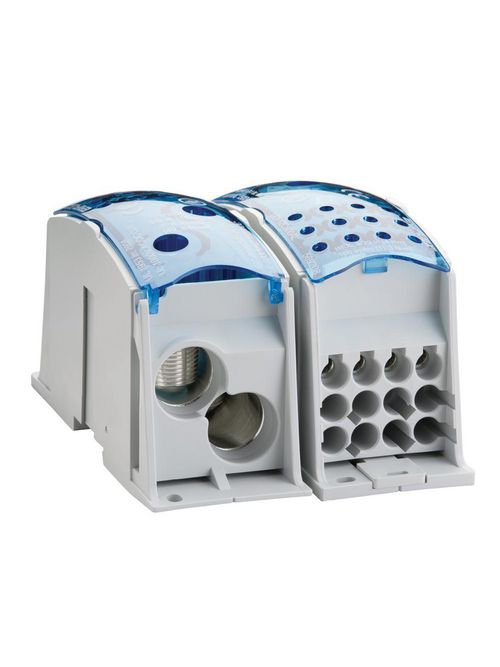 Product image for Erico 569207 Single Pole Dist. Block, 760 A UL/CSA, 2 Cables Line, 12 Cables Load, Aluminum