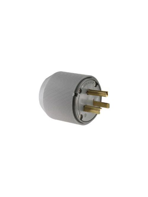 Product image for 30A 125V Straight Blade Power Plug, 2-Pole 3-Wire Grounding, 5-30P, Industrial Spec Grade, Gray