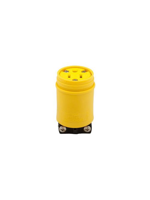 Product image for Arrow-Hart 1547 15A 125V 2P3W Severe Duty Straight Blade Connector, Yellow/Black