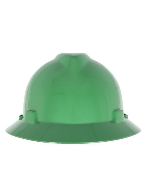 Product image for MSA 10160926 V-GARD GREEN SLOTTED FULL BRIM HELMET GREEN 4-POINT FAS-TRAC III