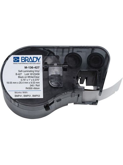 Brady M-136-427 1 x 0.75 x 0.375 Inch Black/White/Clear Vinyl Wire Marking Label Brady M-136-427 1 x 0.75 x 0.375 Inch Black/White/Clear Vinyl Wire Marking Label