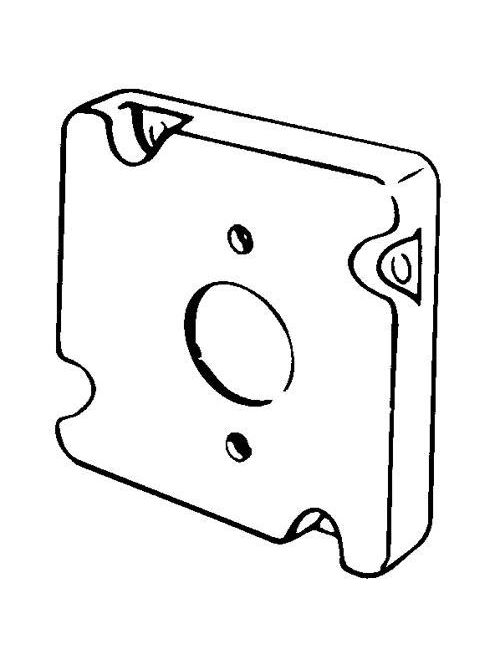 Product image for Appleton Group 8494 4-11/16 Inch 1/2 Inch Raised Steel Surface Single Receptacle Square Box Surface Cover