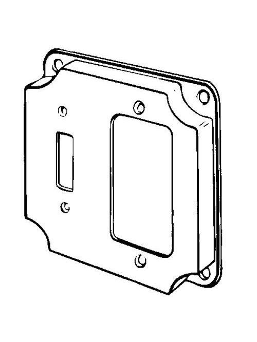 Product image for Appleton 8374 4" Square Surface Cover, 1/2" Raised, 7.0cu.in, One Toggle Switch / One GFCI Device, Steel