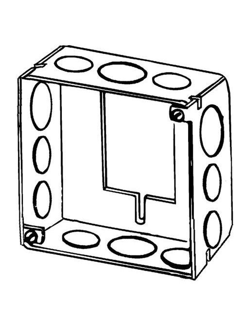 Appleton 4SSBE-SPL 4" Square Outlet/Switch Box Extension Ring, 1-1/2" Deep, 21cu.in, 1/2" & 3/4" Knockouts, Drawn, Steel (Cutout for Handy Box)