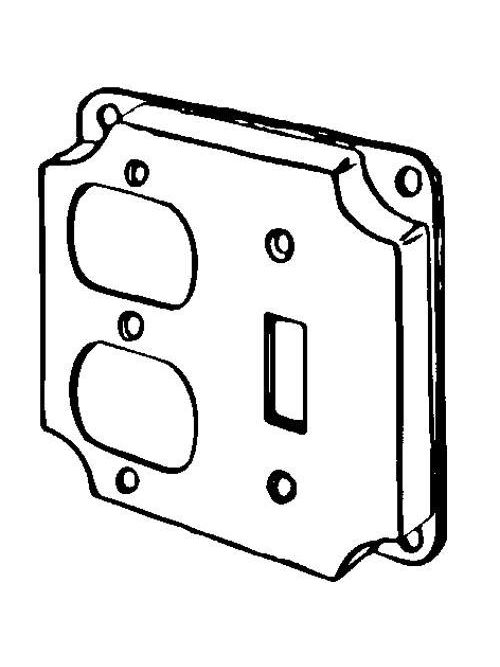 Product image for Appleton 8375N 4" Square Surface Cover, 1/2" Raised, 7.0cu.in, One Toggle Switch / One Duplex Flush Receptacle, Steel