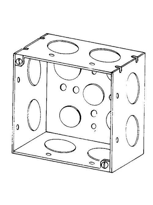 Product image for Appleton 4SD-1 4" Square Outlet/Switch Box, 2-1/8" Deep, 30.3cu.in, 1/2", 3/4" & 1" Knockouts, Welded, Steel
