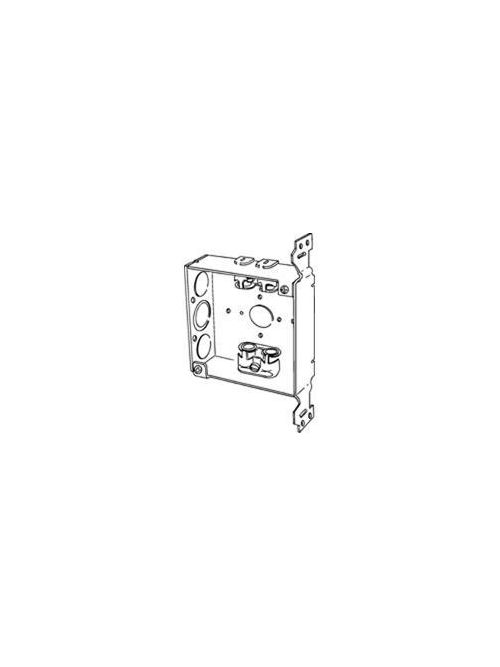 Product image for Appleton 4SXVB-EK-PL 4" Square Outlet/Switch Box w/AC/MC/FMC Clamps & Plain Vertical Bracket, 1-1/2" Deep, 21cu.in, 1/2" Eccentric Knockouts, Welded, Steel