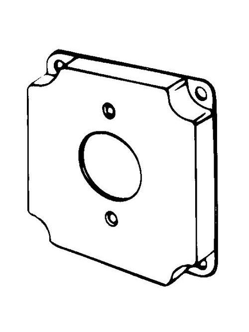 Product image for Appleton 8363 4" Square Surface Cover, 1/2" Raised, 7.0cu.in, One Single Flush Receptacle (1-13/32" Dia.), Steel