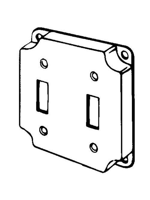 Product image for Appleton 8367 4" Square Surface Cover, 1/2" Raised, 7.0cu.in, Two Toggle Switches, Steel