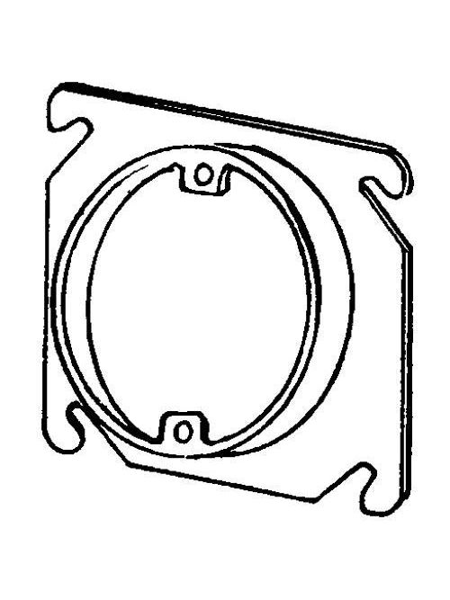 Product image for Appleton 8461 4" Square Cover / Ceiling Mud Ring, 5/8" Raised, 4.5cu.in, Ears 2-3/4" C to C Open, Steel