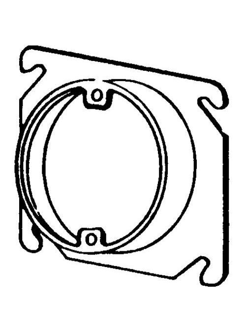 Product image for Appleton 8461C 4" Square Cover / Ceiling Mud Ring, 1" Raised, 7.0cu.in, Ears 2-3/4" C to C Open, Steel
