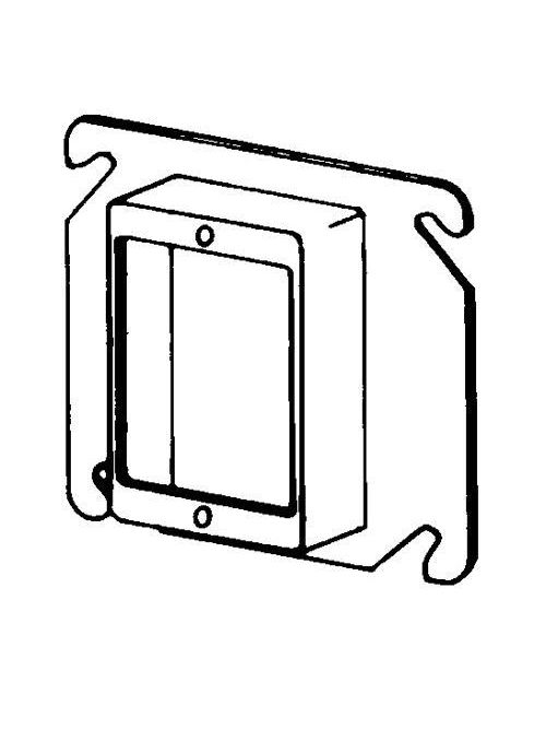 Product image for Appleton 8466A 4" Square Cover / Mud Ring, 1" Raised, 7.5cu.in, Single Device - Drawn, Steel