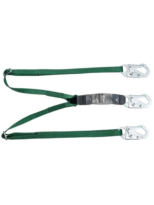 Product image for MSA 10191756 V-SERIES STAND TWIN-LEG ADJUST ENERGY ABSORB LANYARD 6FT 36C LARGE SNAPHOOKS ANSI Z359.13