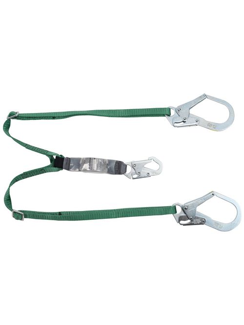Product image for MSA 10191758 V-SERIES STANDARD TWIN-LEG ADJUSTABLE ENERGY ABSORBING LANYARD 6FT 36CL LARGE SNAPHOOKS ANSI Z359.13