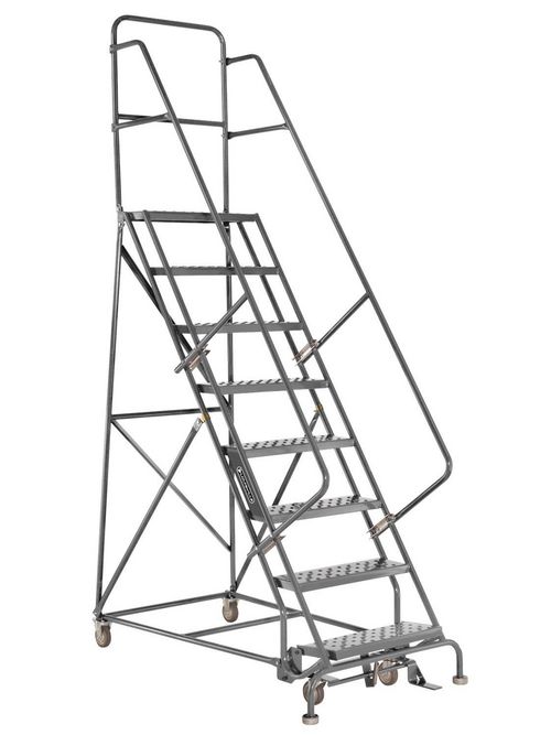 Product image for Louisville Ladder GSW2407 24 Inch Step Width and Handrails 60 Inch Platform Height 7-Step Rolling Warehouse Ladder