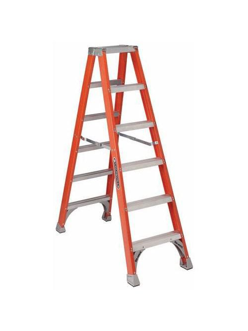 Product image for Louisville Ladder FM1506 6 Foot 300 lb Duty Rating Fiberglass Twin Front Ladder