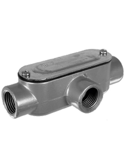 Topaz Corp T5CG 1-1/2 Inch Powder Coated Die-Cast Aluminum Type T Threaded Rigid Conduit Body with Cover and Gasket Topaz Corp T5CG 1-1/2 Inch Powder Coated Die-Cast Aluminum Type T Threaded Rigid Conduit Body with Cover and Gasket