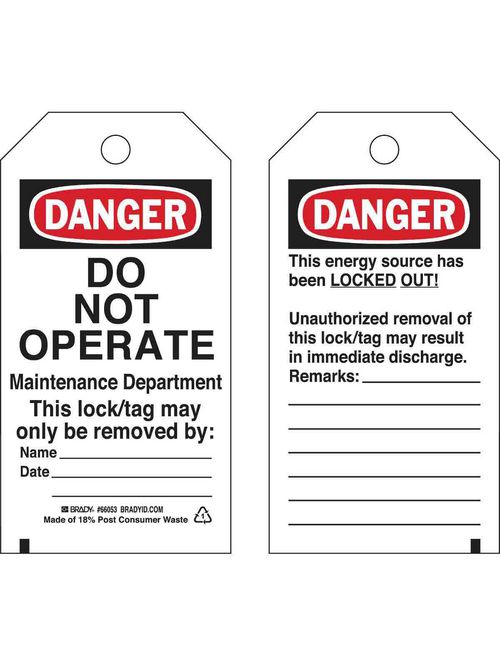 BRADY 65503 LOCKOUT TAGS BRADY 65503 LOCKOUT TAGS