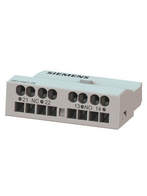 Product image for Siemens 3SB3403-0A 400/300 VAC 24 VDC 6 Amp 2-Pole 1NO 1NC Front Mount Push Button/Indicator Light Contact Block