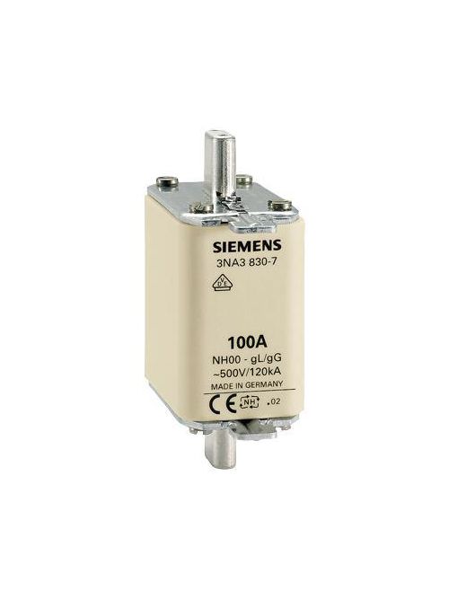 Product image for Siemens 3NA3830-7 100 Amp 500 VAC/250 VDC 120 kA IP20 Vertical Mount Low Voltage HRC Fuse Link