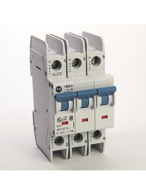 Product image for Allen Bradley 1489-A3D150 3-Pole 15 Amp 415 VAC Standard AC Miniature Circuit Breaker
