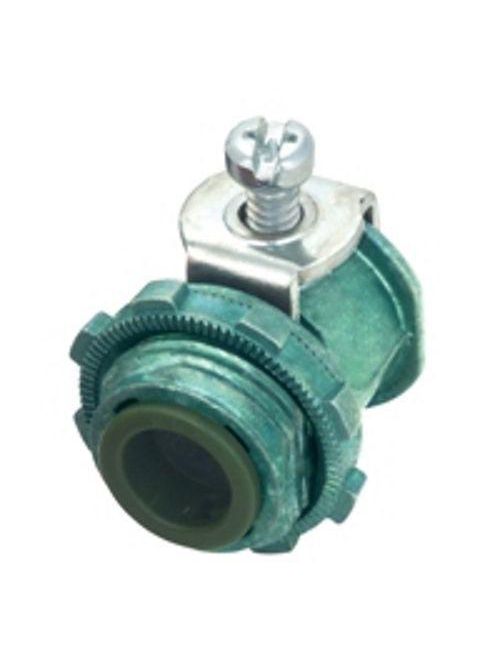 Bridgeport 570-GI 3/8" HCF Green 1-Screw U-Strap Insulated Connector, AC/MC, Die Cast Bridgeport 570-GI 3/8" HCF Green 1-Screw U-Strap Insulated Connector, AC/MC, Die Cast