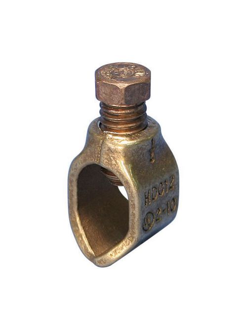Product image for Erico HDC12 Ground Rod Clamp, Rod to Conductor, Bronze, Silicon Bronze, 1/2" dia, #10 Solid-#2 Stranded, 6 mm² Solid-25 mm² Stranded, 1/2" Wrench