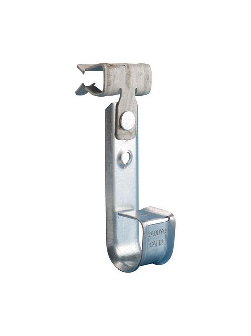 Product image for Caddy CAT12912SM Caddy Cablecat J-Hook with Hammer-On Flange Clip, Steel, Spring Steel, 3/4" dia, 9/16"-3/4" Flange