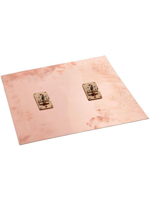 Product image for Erico LPC751 Copper Ground Plate with Cable Attachments, 2 x 18" x 18"