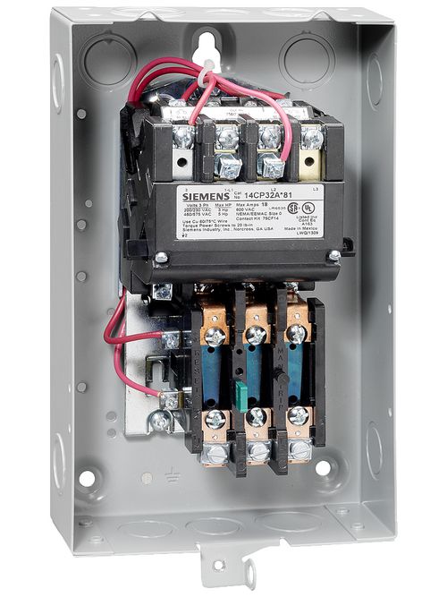 Product image for Siemens 14CP32BF81 18 Amp 5 Hp 3-Phase 3-Pole Size 0 Non-Reversing NEMA Motor Starter