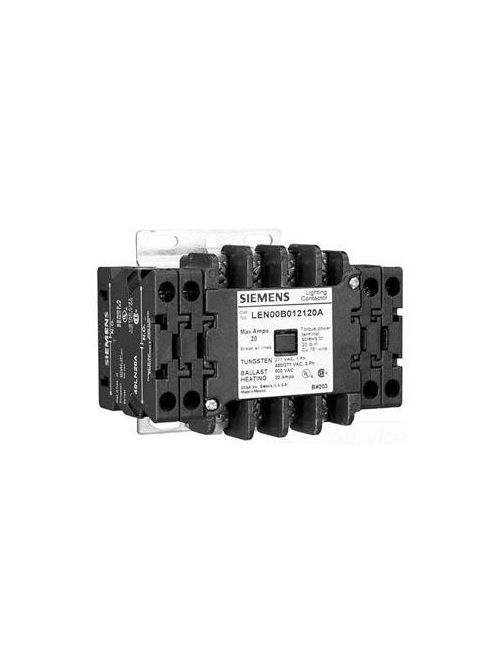 Product image for Siemens LEN00B003120A 120 VAC 20 Amp 3-Pole 3NO Open Electrically Held Lighting Contactor