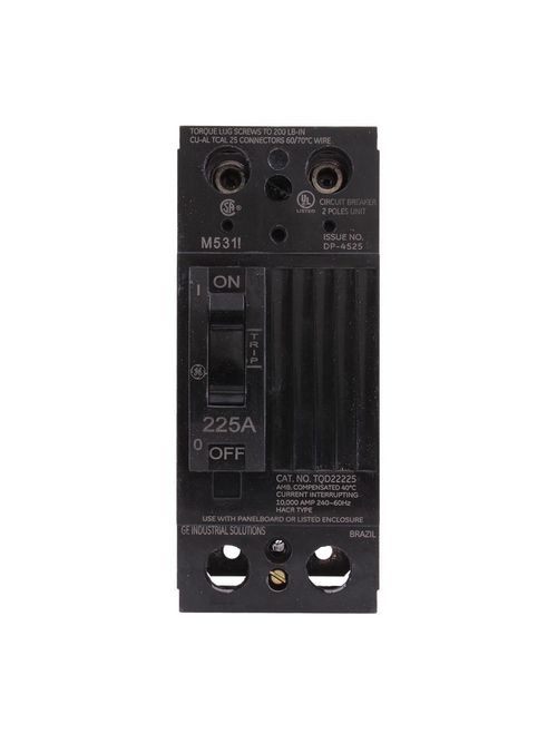 Product image for GE Industrial Solutions TQD22225X2 240 Volt 225 Amp 10 kaic 2-Pole Circuit Breaker with Line Lug