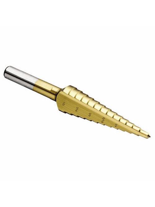 Ideal Industries 35-512 1/4 x 3/4 Inch 2-Flute Titanium Nitride Coated Self Starting Step Drill Bit Ideal Industries 35-512 1/4 x 3/4 Inch 2-Flute Titanium Nitride Coated Self Starting Step Drill Bit