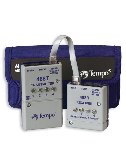 Product image for Greenlee 468 9 Volt Transposed Pair LED Modular Cable Tester