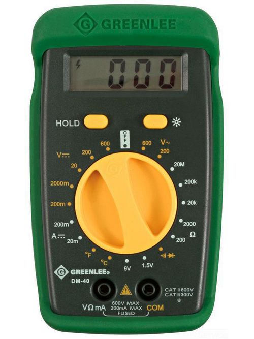 Product image for Greenlee DM-40 300 VAC/VDC Manual Ranging Multimeter