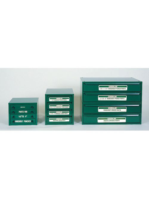 Product image for Greenlee 7361SB Knockout Punch Parts Assortment Kit, 1/2" to 3", includes Metal Cabinet