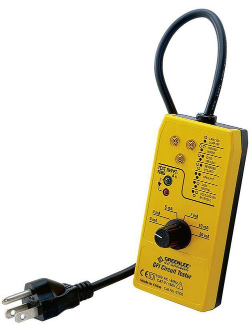 Greenlee 5708 120 VAC 3-Wire Yellow Ground Fault Circuit Interrupter and Tester Greenlee 5708 120 VAC 3-Wire Yellow Ground Fault Circuit Interrupter and Tester