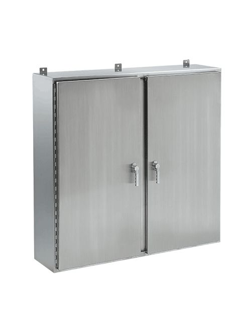 Hoffman A24H4808WFSSLP3PT 24 x 48 x 8 Inch 14 Gauge 304 Stainless Steel NEMA 4X 2-Door Wall Mount Enclosure Hoffman A24H4808WFSSLP3PT 24 x 48 x 8 Inch 14 Gauge 304 Stainless Steel NEMA 4X 2-Door Wall Mount Enclosure
