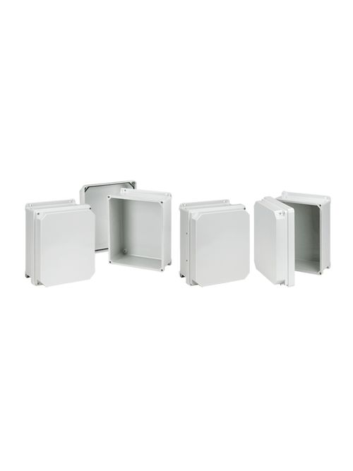 Hoffman RHJ1210HWLG Light Gray Fiberglass NEMA 4X Hinged Raised? Cover Enclosure Hoffman RHJ1210HWLG Light Gray Fiberglass NEMA 4X Hinged Raised? Cover Enclosure