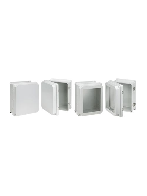 Hoffman RHJ1412HWPL2LG Light Gray Fiberglass NEMA 4X Hinged Raised? Cover Enclosure Hoffman RHJ1412HWPL2LG Light Gray Fiberglass NEMA 4X Hinged Raised? Cover Enclosure