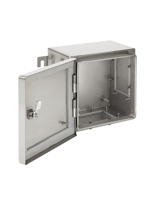 Hoffman ATEX303016SS61 306 x 306 x 160 mm 316 Stainless Steel Hinged Cover Hazardous Location Enclosure with 1-Gland Plate Hoffman ATEX303016SS61 306 x 306 x 160 mm 316 Stainless Steel Hinged Cover Hazardous Location Enclosure with 1-Gland Plate