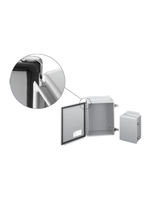Hoffman A806CHFTC 8 x 6 x 4.54 Inch 16 Gauge Steel NEMA 12 Hinge Cover Junction Box Hoffman A806CHFTC 8 x 6 x 4.54 Inch 16 Gauge Steel NEMA 12 Hinge Cover Junction Box