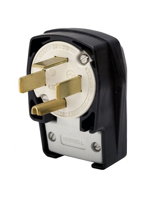 Hubbell Wiring Devices HBL9462C 60 Amp 125/250 Volt 3-Pole 4-Wire NEMA 14-60P Black Nylon Straight Blade Angle Plug Hubbell Wiring Devices HBL9462C 60 Amp 125/250 Volt 3-Pole 4-Wire NEMA 14-60P Black Nylon Straight Blade Angle Plug