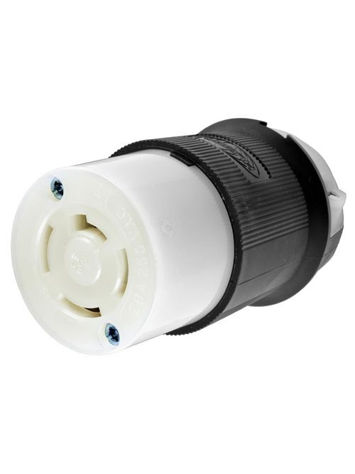 Hubbell Wiring Devices HBL7413GCB 20 Amp 3-Phase 250 VAC 3-Pole 4-Wire Non-NEMA Black and White Nylon Locking Connector Hubbell Wiring Devices HBL7413GCB 20 Amp 3-Phase 250 VAC 3-Pole 4-Wire Non-NEMA Black and White Nylon Locking Connector