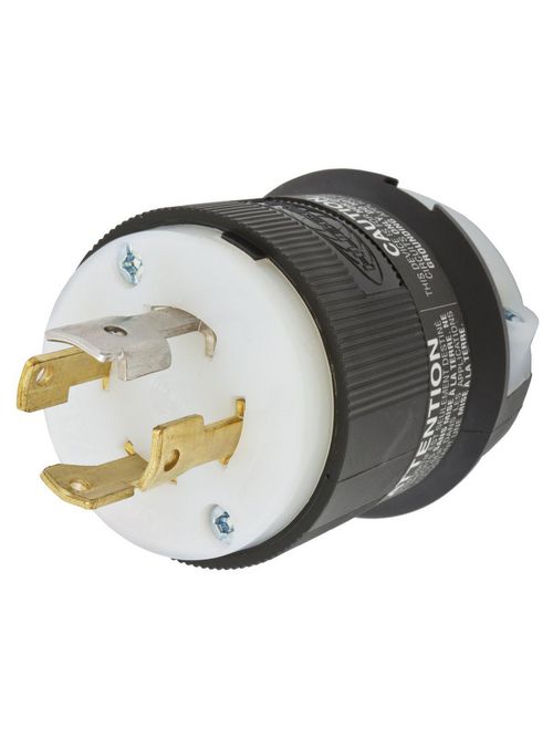 Hubbell Wiring Devices HBL2761 30 Amp 277/480 VAC 4-Pole 4-Wire NEMA L19-30P Black and White Locking Plug Hubbell Wiring Devices HBL2761 30 Amp 277/480 VAC 4-Pole 4-Wire NEMA L19-30P Black and White Locking Plug