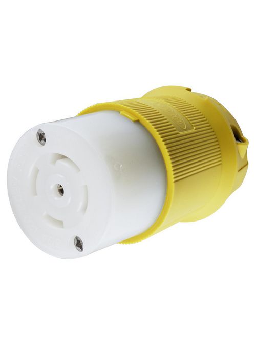 Hubbell Wiring Devices HBL28CM13 30 Amp 120/208 VAC 4-Pole 5-Wire NEMA L21-30R Yellow Locking Connector Body Hubbell Wiring Devices HBL28CM13 30 Amp 120/208 VAC 4-Pole 5-Wire NEMA L21-30R Yellow Locking Connector Body