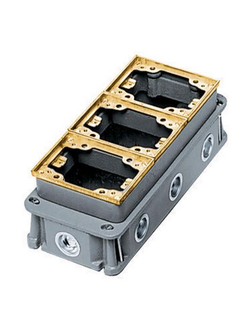 Hubbell Wiring Devices B433361 3-Gang 34.8 In Brass Cast Iron Rectangular Floor Box Hubbell Wiring Devices B433361 3-Gang 34.8 In Brass Cast Iron Rectangular Floor Box