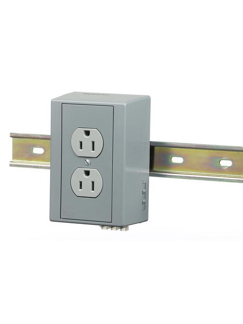 Hubbell Wiring Devices DRUB15 15 Amp 125 Volt NEMA 5-15R Gray Din Rail Utility Box Duplex Receptacle Hubbell Wiring Devices DRUB15 15 Amp 125 Volt NEMA 5-15R Gray Din Rail Utility Box Duplex Receptacle