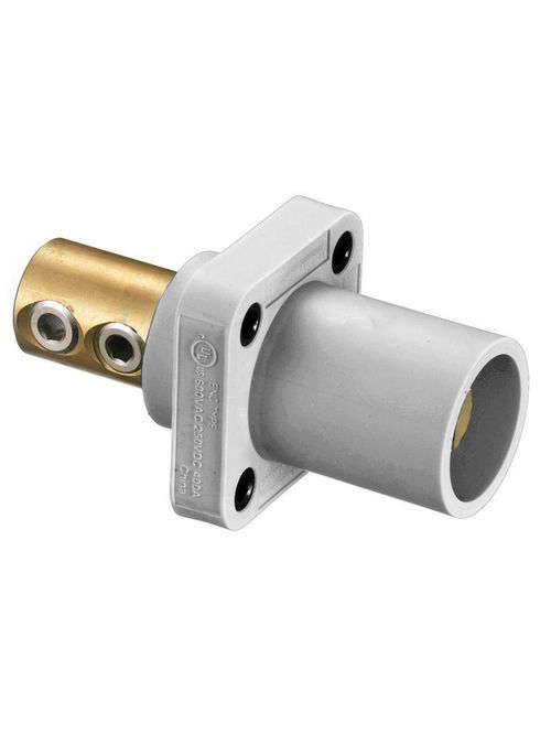 Hubbell Wiring Devices HBLMRW 400 Amp 1-Pole White Double Set Screw Male Cam Type Receptacle Hubbell Wiring Devices HBLMRW 400 Amp 1-Pole White Double Set Screw Male Cam Type Receptacle